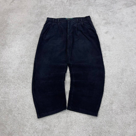 Vintage black Natural Elements wide wale corduroy trousers W36L29 pleated jumbo cord pants 90s skate
