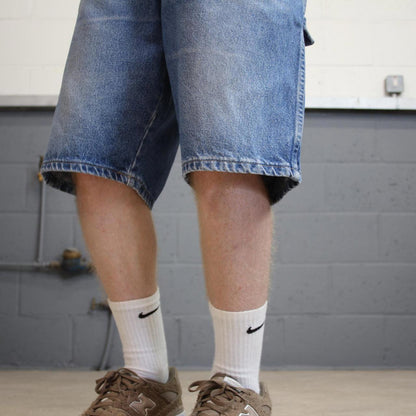 Dickies carpenter skate jorts W36 blue Loose relaxed fit denim cargo summer skate shorts