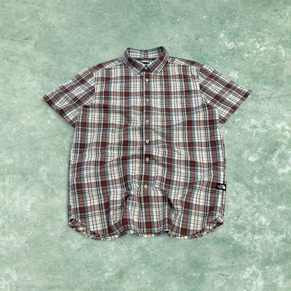 North Face checkered short sleeve shirt TNF festival style button down summer shirt