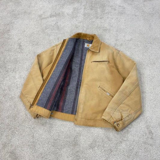 Vintage tan brown Carhartt Detroit jacket Large cropped traditional 1990 6BLJ