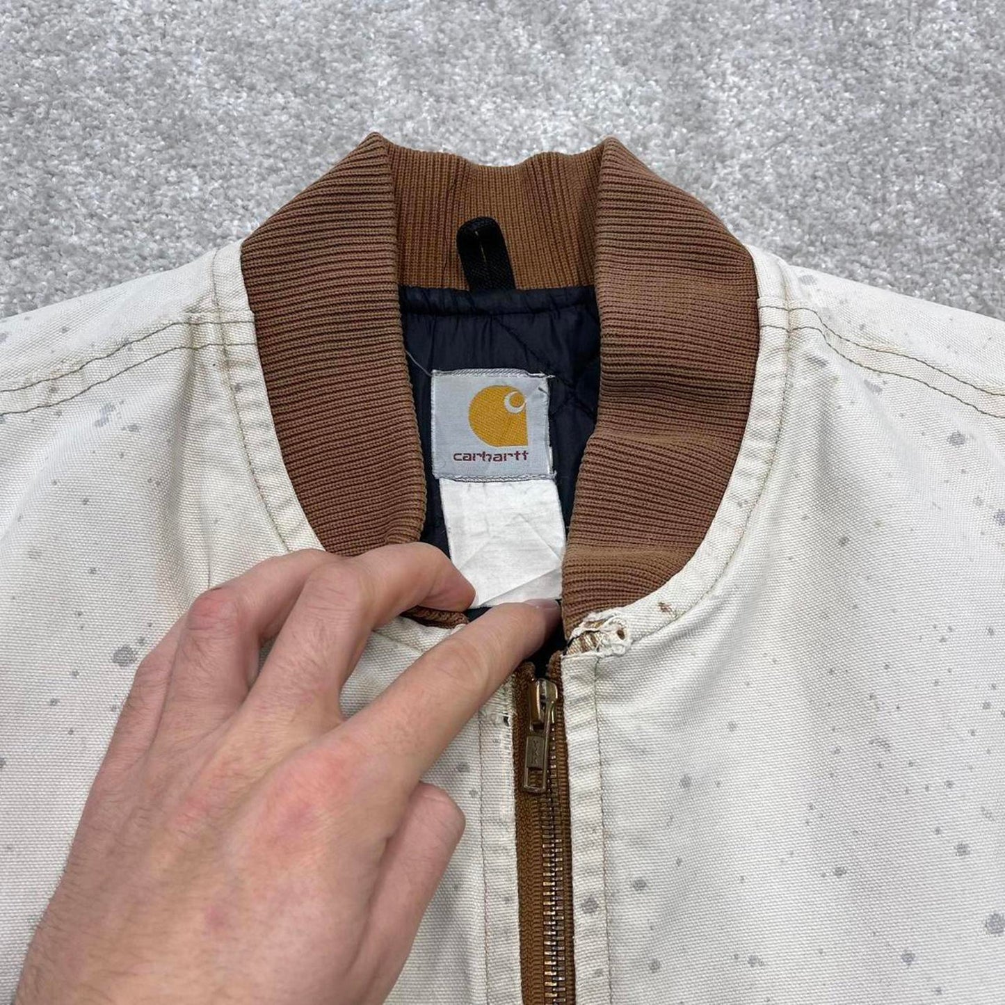 Vintage 90s Carhartt gilet vest L tan brown canvas padded chore body warmer workwear