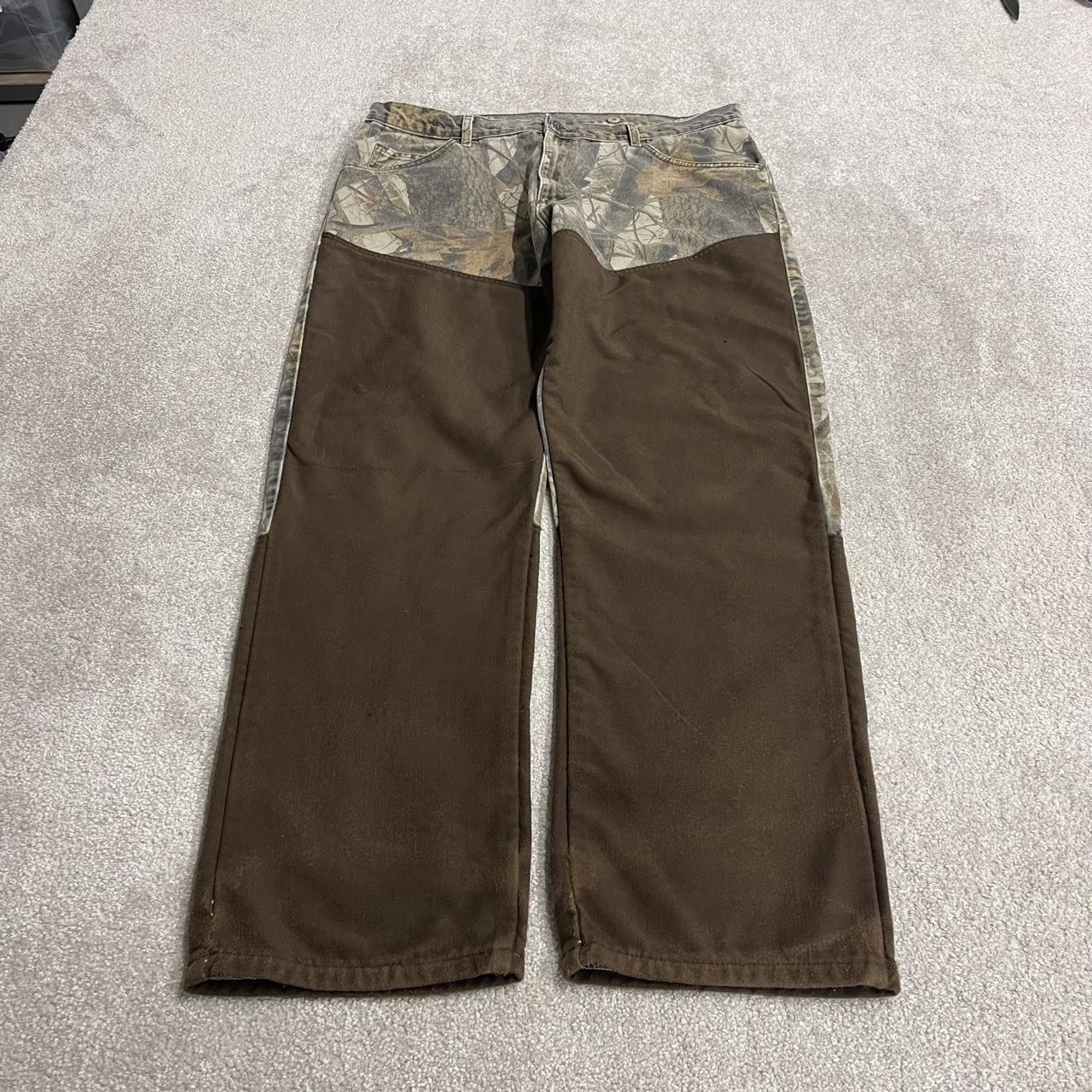 Wrangler Realtree camo jeans W38L32 khaki brown straight fit Hardwoods camouflage double knee pants