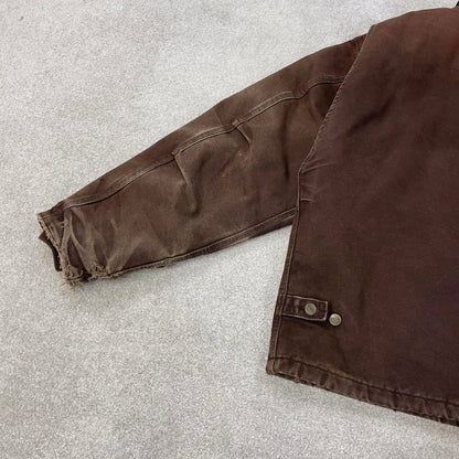 Vintage Brown Carhartt Traditional jacket XL J22 DKB box cropped fit Detroit padded canvas workwear
