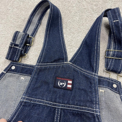 Vintage baggy denim dungaree shorts 00s blue Phat farm detailing and adjustable straps