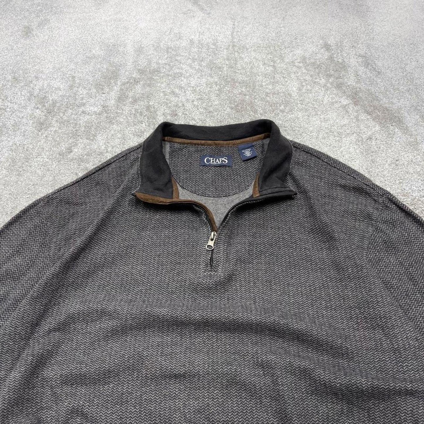 Y2K CHAPS 1/4 zip jumper grey Quarter zip soft knit pullover