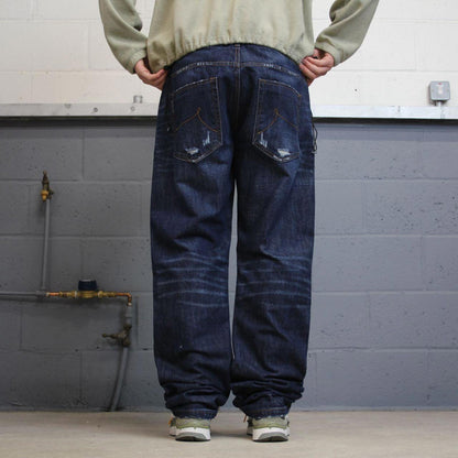 Y2K Rocawear jeans straight leg blue Denim embroidered skater style pants