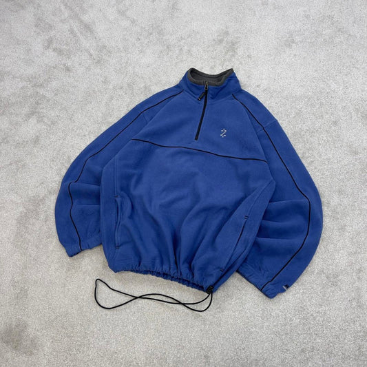 Blue Izod technical fleece XL y2k style 1/4 zip up autumn adjustable waist