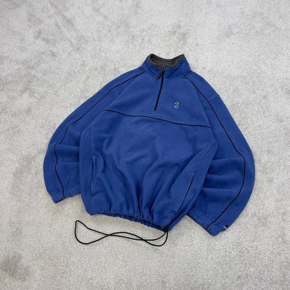 Blue Izod technical fleece XL y2k style 1/4 zip up autumn adjustable waist embroidered outdoors