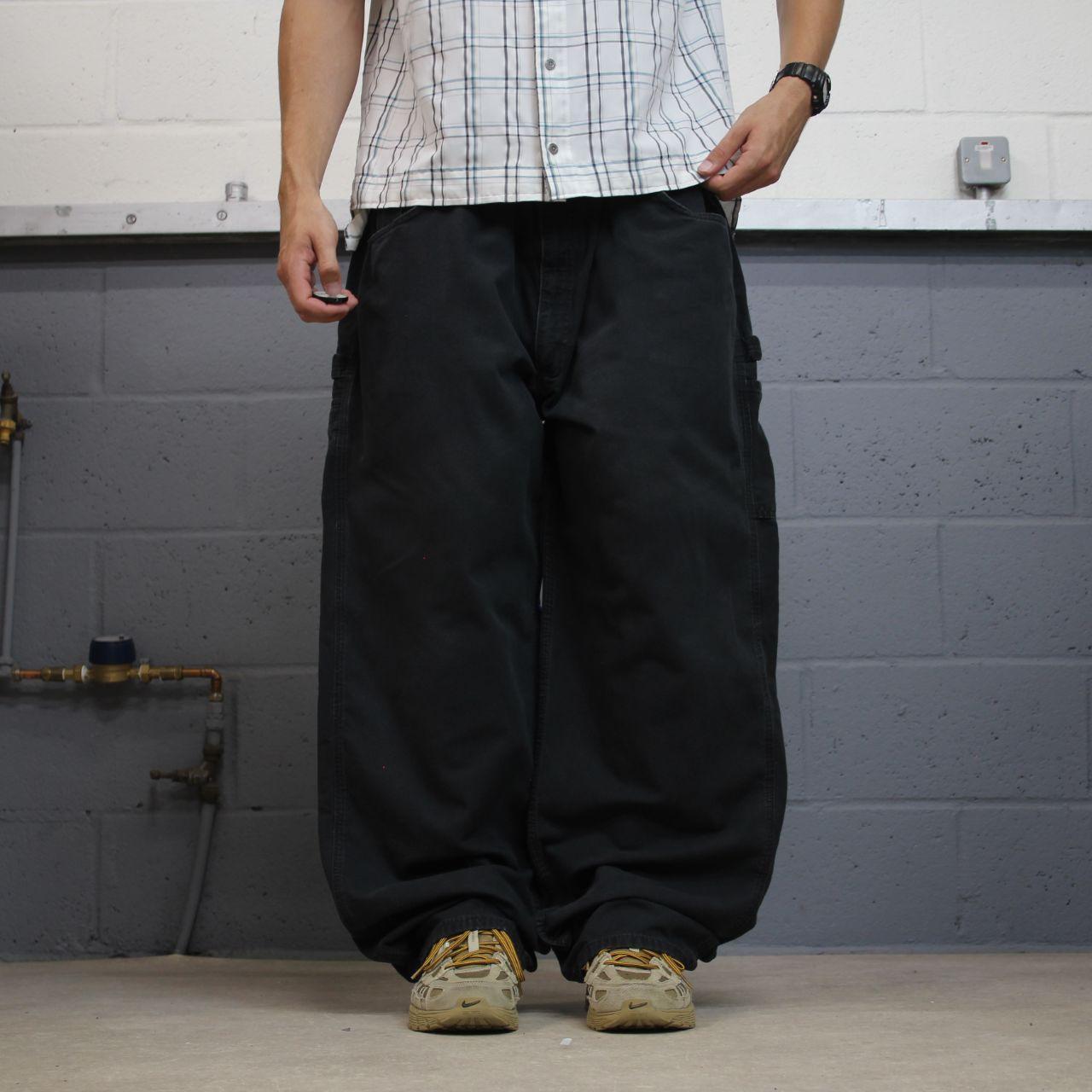 Carhartt baggy carpenter jeans wide leg black Loose canvasy skate style cargo work pants