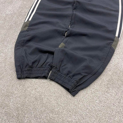 Vintage y2k Adidas tracksuit bottoms grey Loose cuffed drawstring track pants side stripes