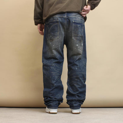 Blue Sean John jeans W38 loose denim y2k hip hop distressed chain design
