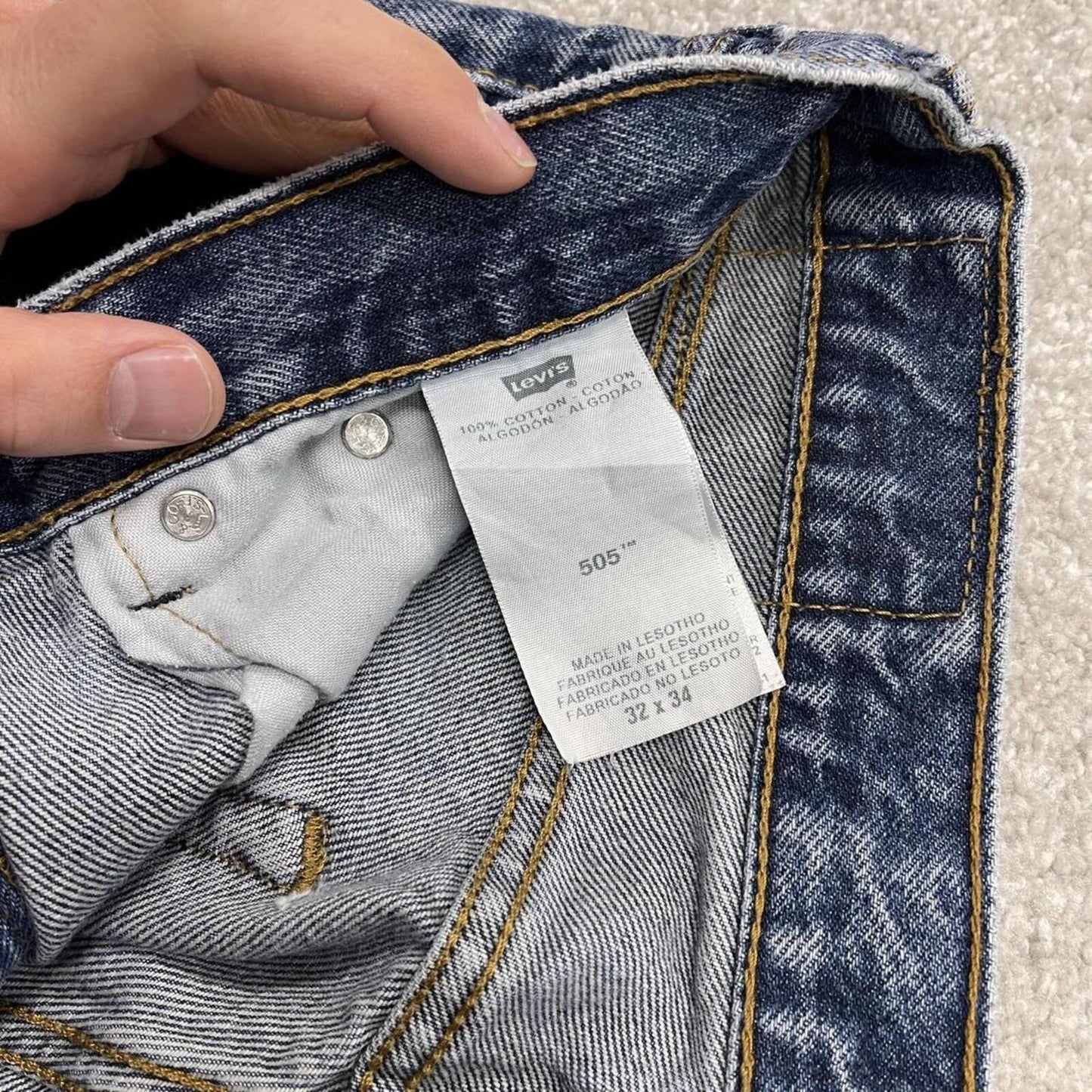 Y2k Levi's 505 jeans blue 32x34 Straight denim pants red tab logo 100% cotton
