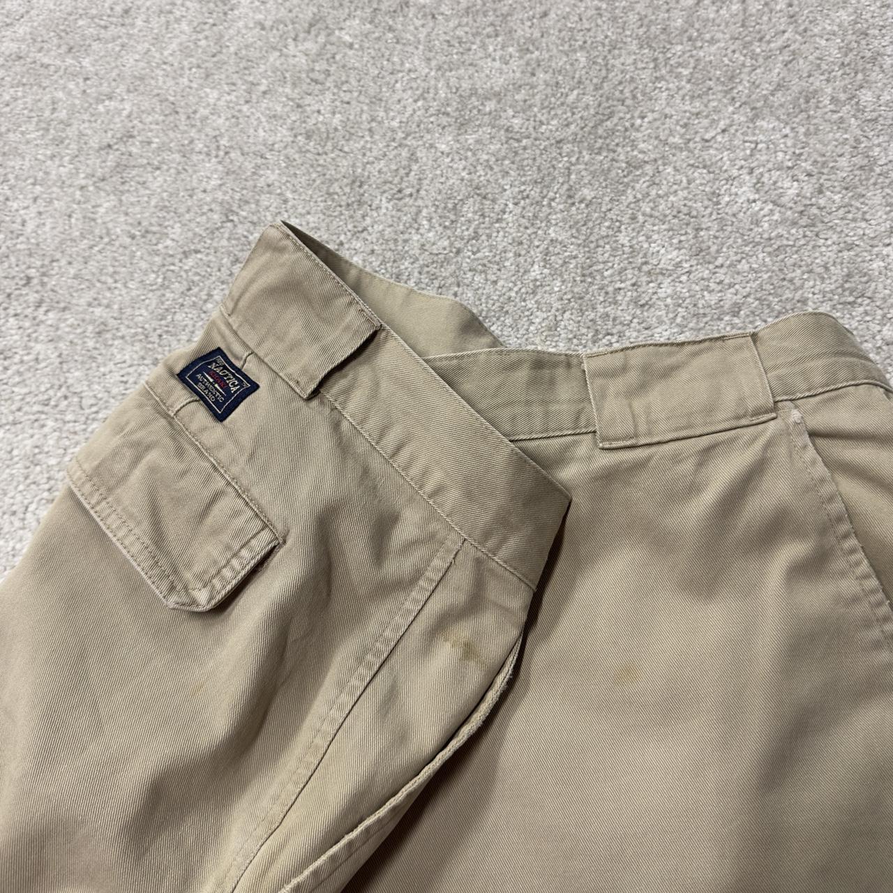 Y2K nautica baggy cargo pants beige 40x30 Loose leg straight chino style skate work trousers