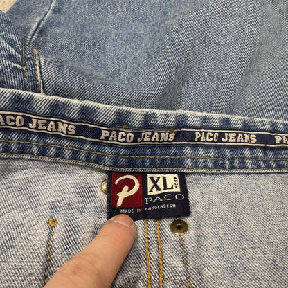 Vintage y2k baggy PACO dungarees wide leg blue Baggy denim bib & brace overalls utility workwear