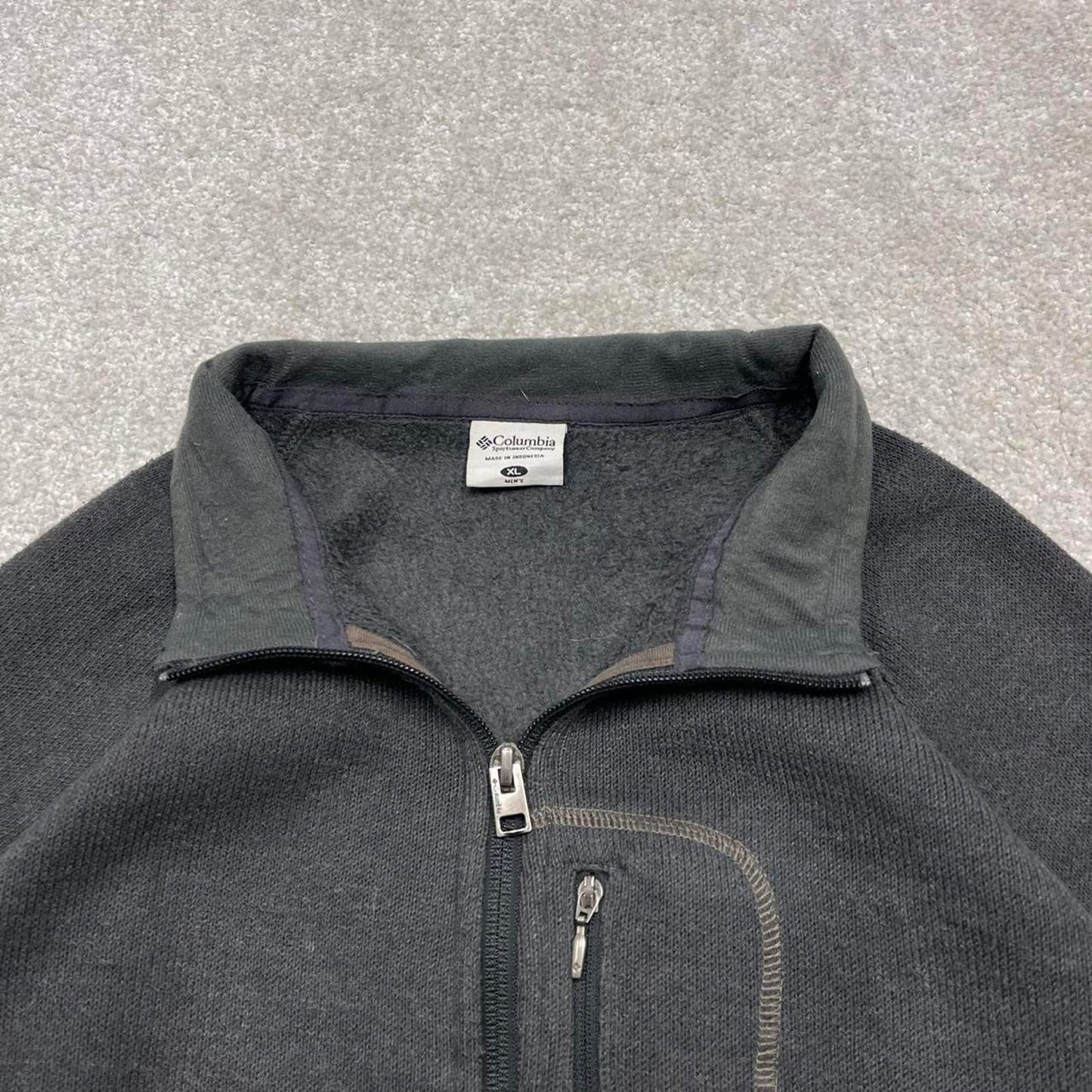 00s Columbia technical fleece XL men's grey full zip up y2k style autumn adjustable waist