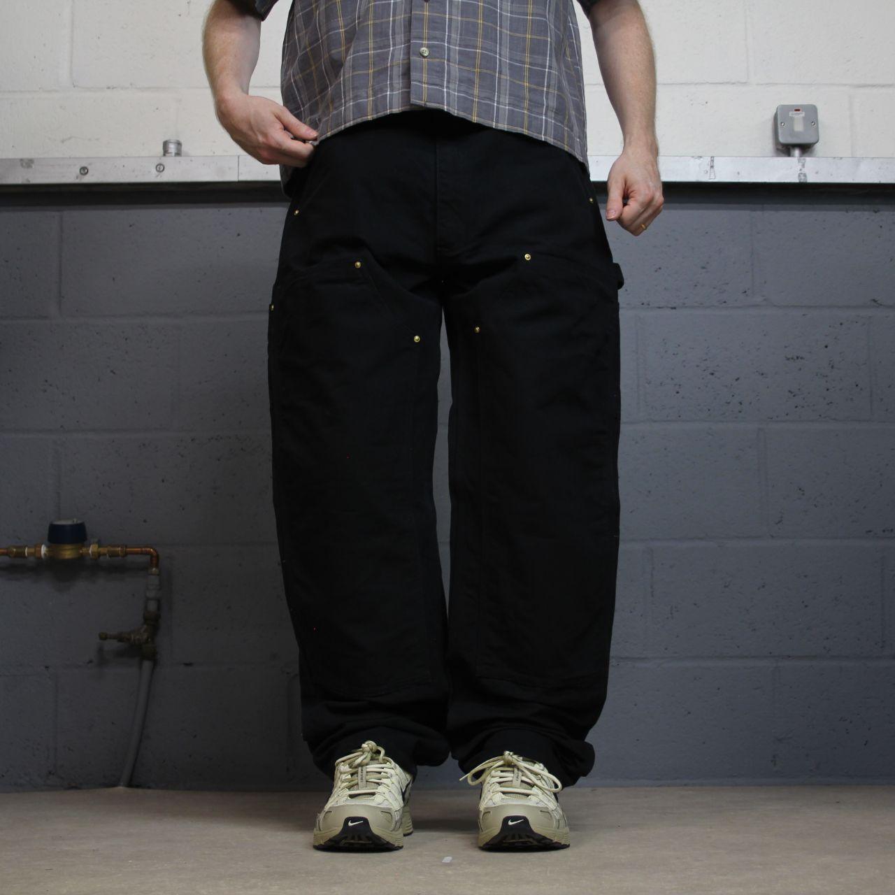 Carhartt double knee carpenter jeans y2k black Loose fit thick canvas skate cargo work pants