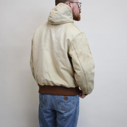 Vintage Carhartt hooded active jacket Small tan canvas 90s style mesh lined active
