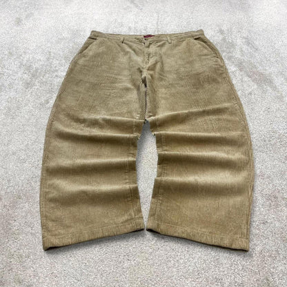 Baggy Hunt Club corduroy pants W40L27 beige wide wale jumbo cord trousers 90s skater style