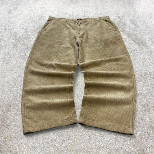 Baggy Hunt Club corduroy pants W40L27 beige wide wale jumbo cord trousers 90s skater style