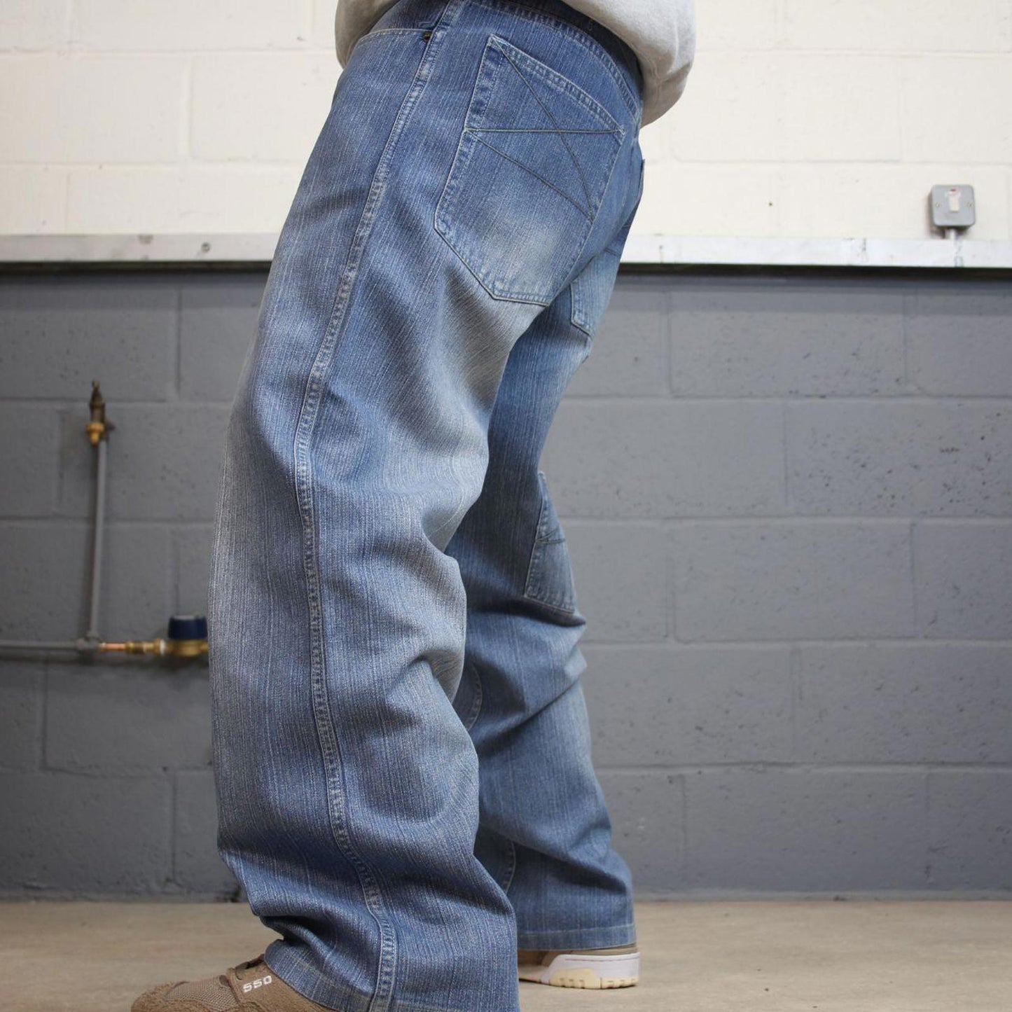 Y2k 00s Reliq jeans blue denim W38L30 loose 00s skate style pants with 3 pocket design casual autumn