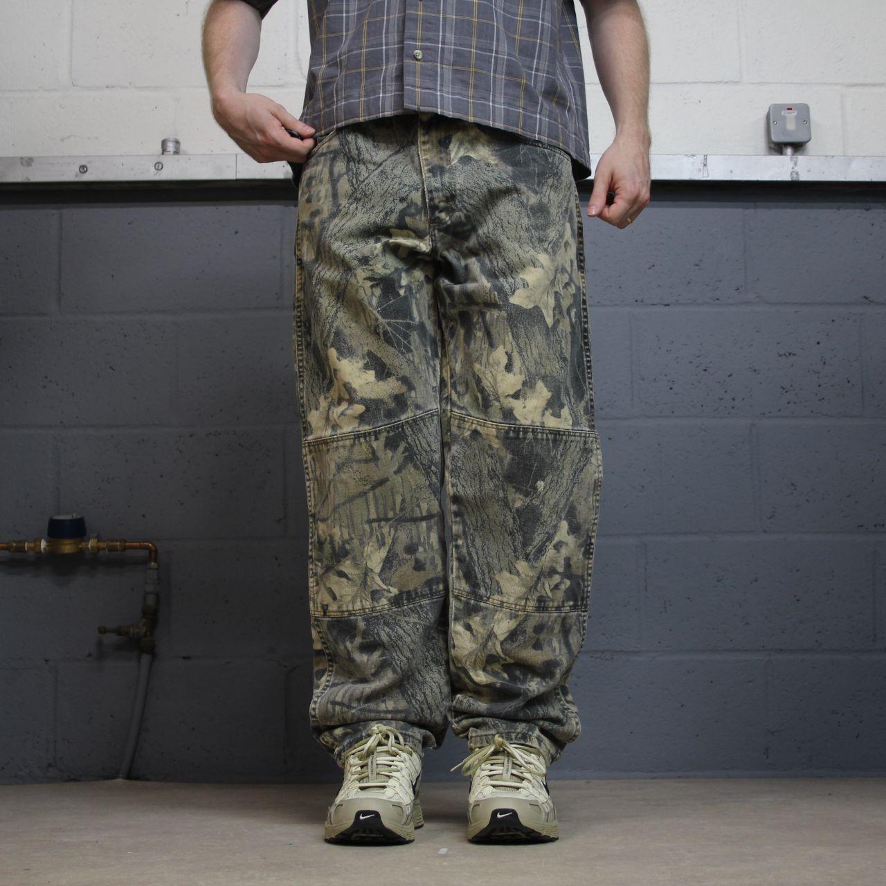 Wrangler camo jeans double knees y2k khaki Loose straight leg Realtree camouflage pants