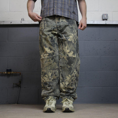 Wrangler camo jeans double knees y2k khaki Loose straight leg Realtree camouflage pants