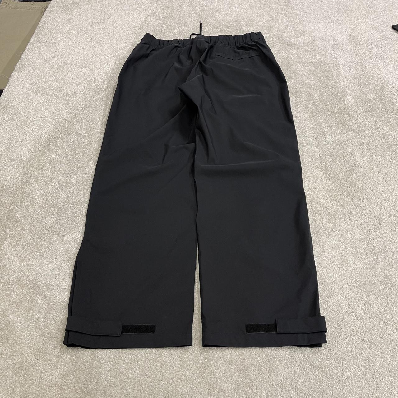 Y2K Adidas baggy waterproof tracksuit bottoms black wide leg Loose unlined rain trousers
