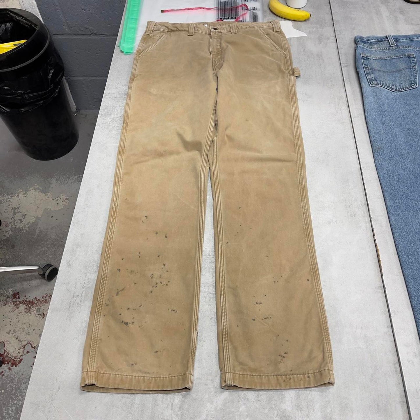 Carhartt carpenter trousers W36L36 loose flannel lined cargo pants skater style