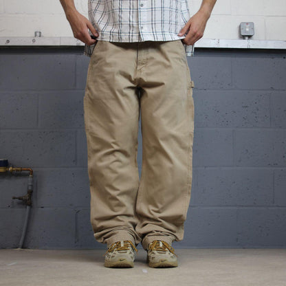 Vintage Carhartt carpenter pants y2k relaxed tan Loose leg 100% cotton skater style workwear