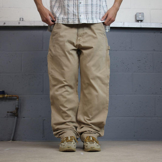 Vintage Carhartt carpenter pants y2k relaxed tan Loose leg 100% cotton skater style workwear