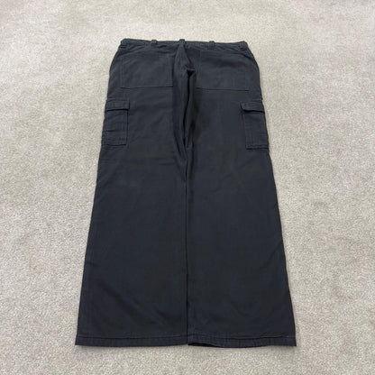 Wrangler flannel lined cargo pants y2k black Loose leg 2000s style skater work pants