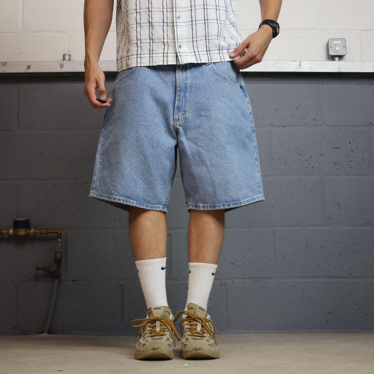 Lee baggy denim shorts y2k blue Loose skate style summer shorts