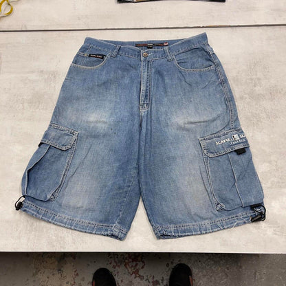 Baggy Karl Kani denim cargo shorts W32 wide leg cargo 90s skater jorts utility