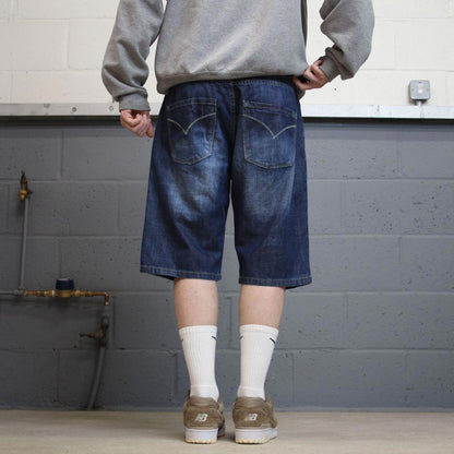 Y2k baggy shorts skater style blue OMM denim loose leg summer festival jorts