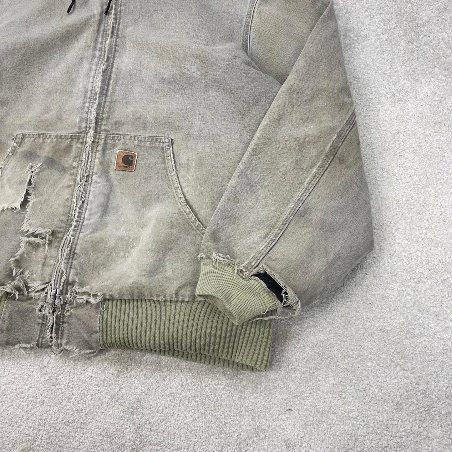 Vintage Carhartt hooded active jacket XL stone canvas 90s style skater