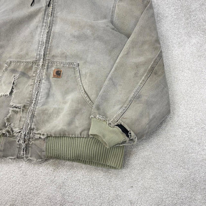 Vintage Carhartt hooded active jacket XL stone canvas 90s style skater