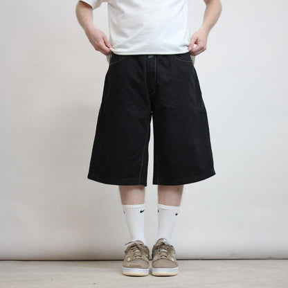 Baggy black Akademiks embroidered jorts W36 wide leg denim embroidered design skater style shorts
