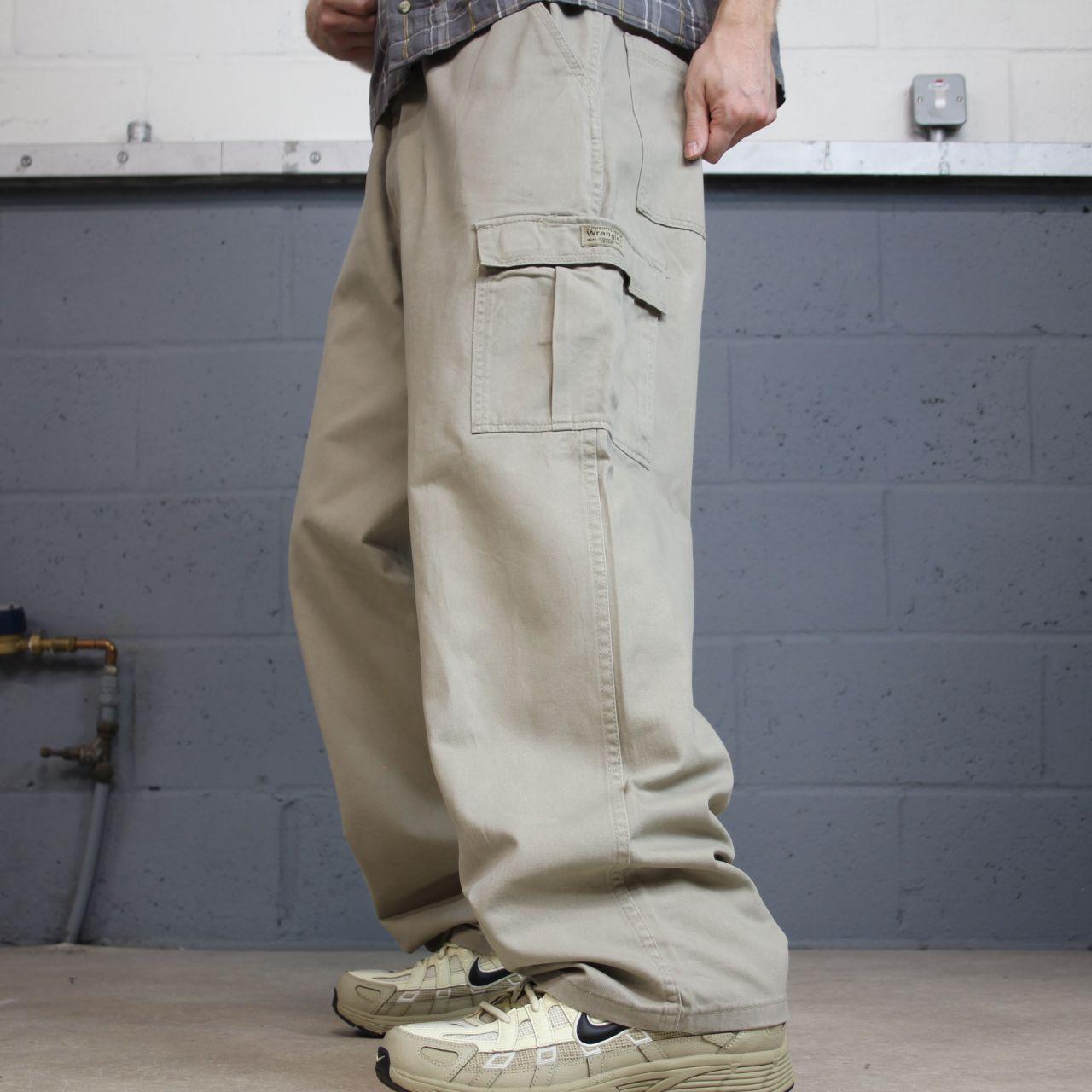 Baggy Wrangler cargo pants y2k beige Wide leg 2000s style skater work pants