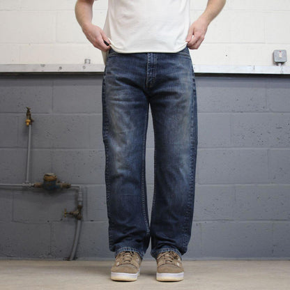 Blue Levis 505 jeans W36L30 blue loose straight leg y2k style pants red tab logo