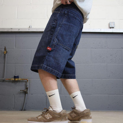 JNCO Y2K serpent 8 ball carpenter shorts skater style blue Loose denim large rear pocket jorts