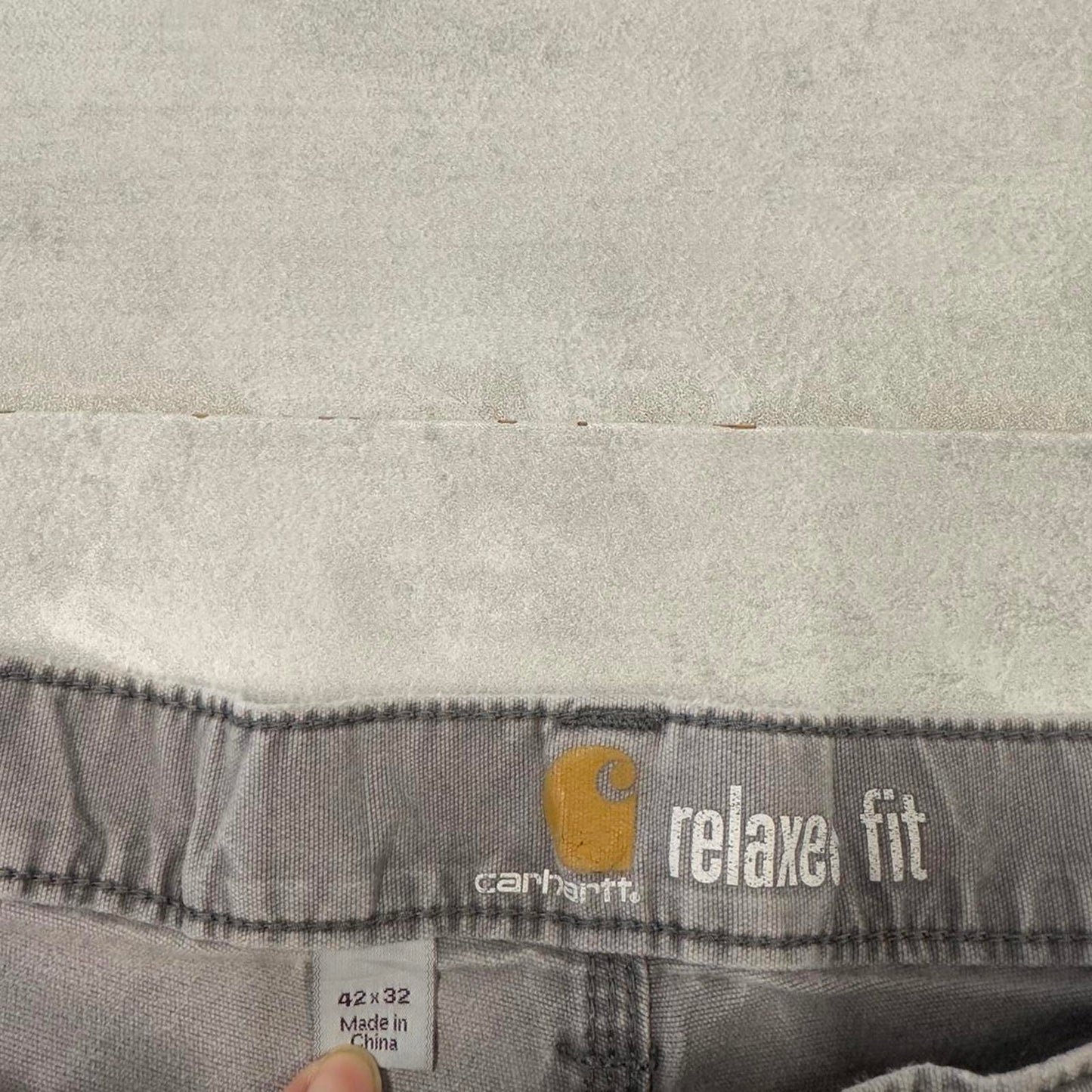 Mens Carhartt carpenter pants W42 L32 grey relaxed 90s style cargos