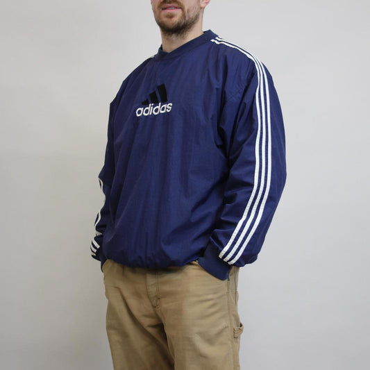 Blue vintage adidas pullover windbreaker XL