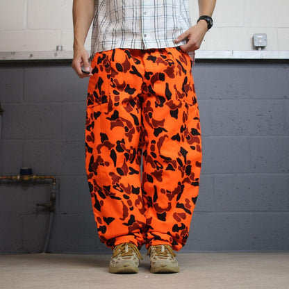 Vintage camo cargo pants y2k utility orange Baggy insulated camouflage hunting trousers