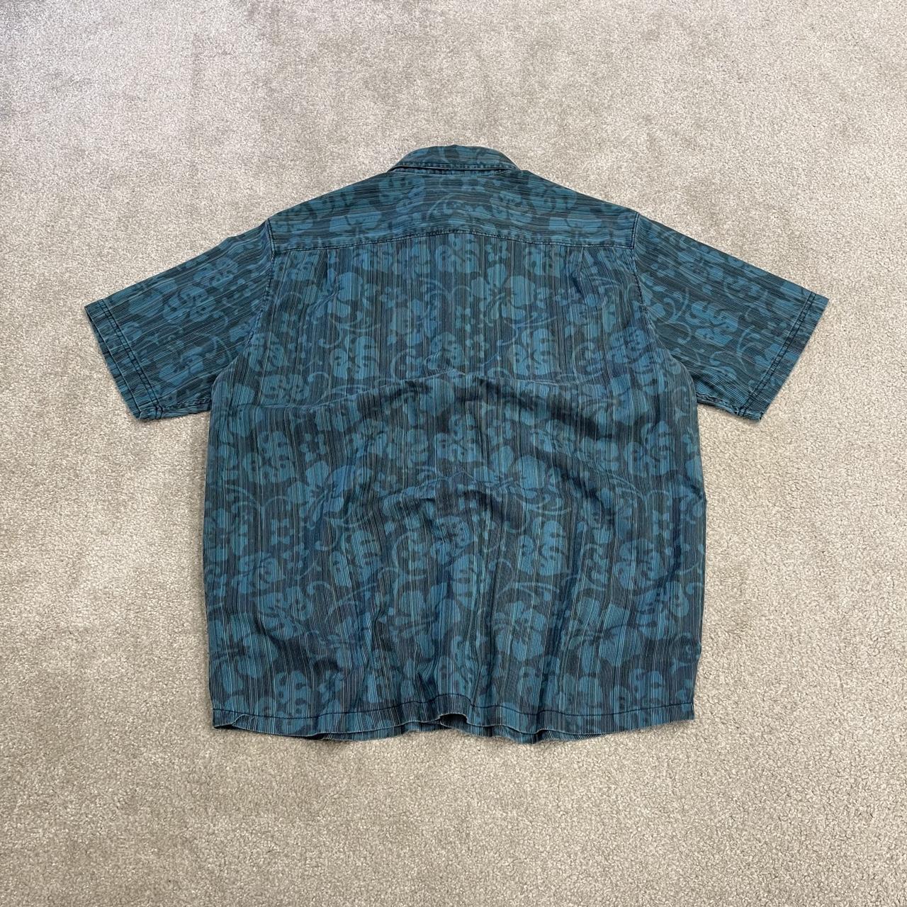 Columbia funky corduroy short sleeve shirt blue Y2K patterned festival surf style summer shirt