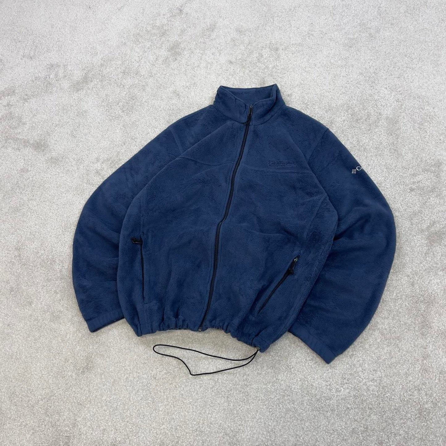 Navy Columbia technical zip up fleece Medium y2k style autumn adjustable waist