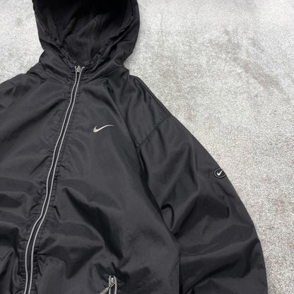 Vintage y2k Nike technical reversible windbreaker jacket black Fleece embroidered swoosh hooded coat