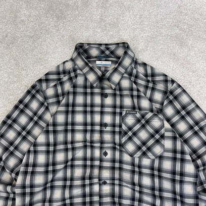 Grey checkered Columbia technical shirt Medium men's long sleeve button up autumn y2k style