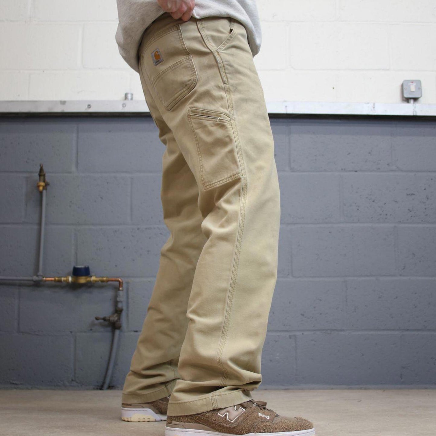 90s vintage Carhartt carpenter jeans W34L34 Mens beige relaxed y2k style canvasy cargos trousers