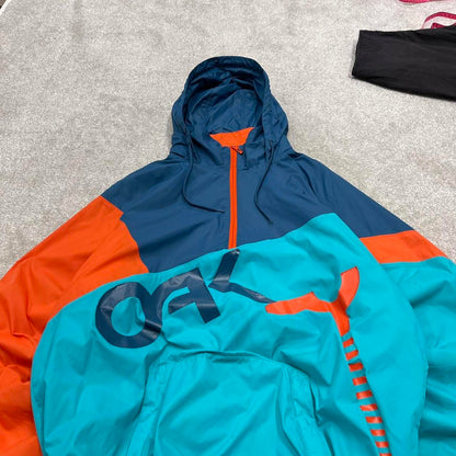 00s Oakley technical windbreaker jacket XL men's y2k style blue lightweight hooded fleece tech coat