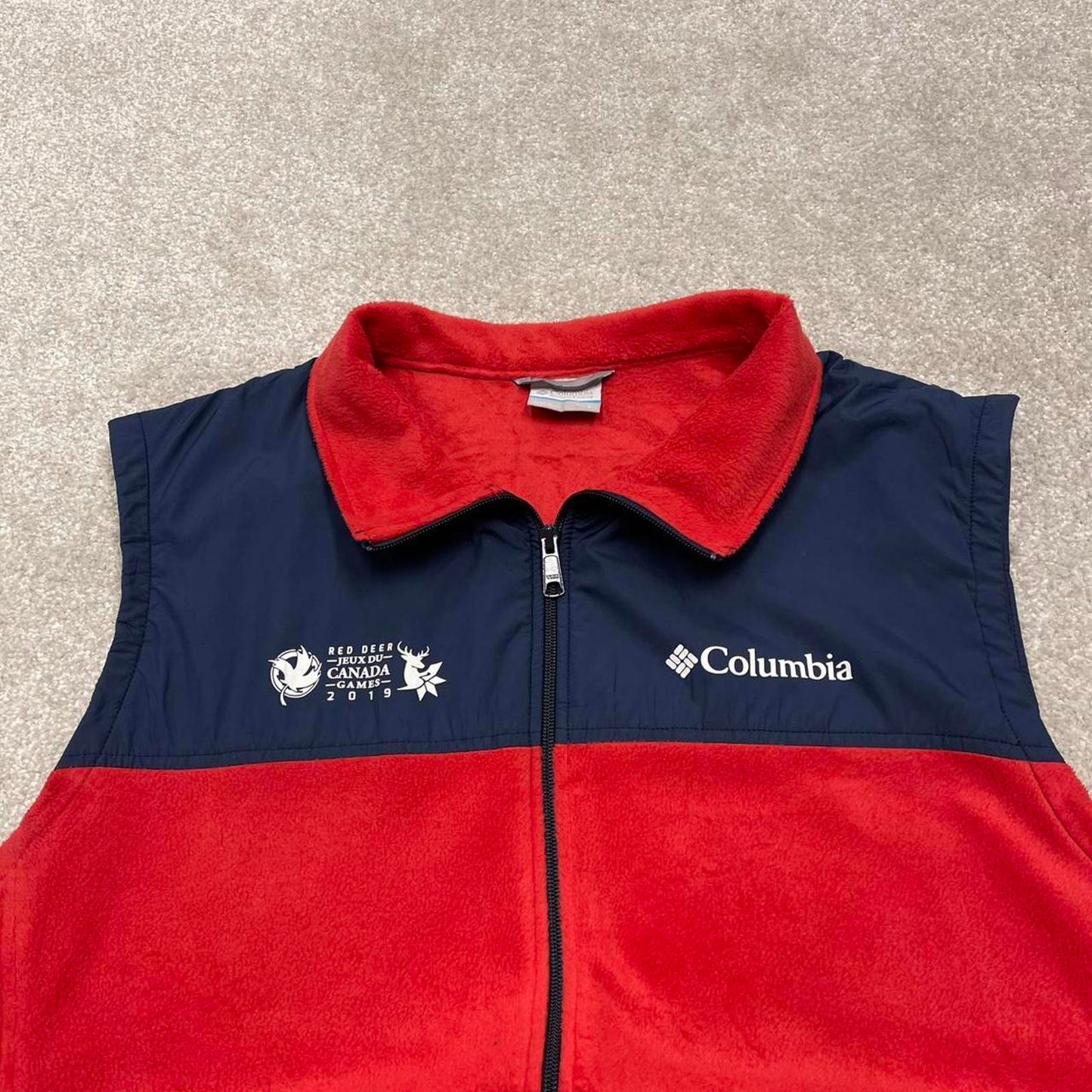 00s Columbia technical fleece gilet L men’s red full zip up autumn tech casual fall